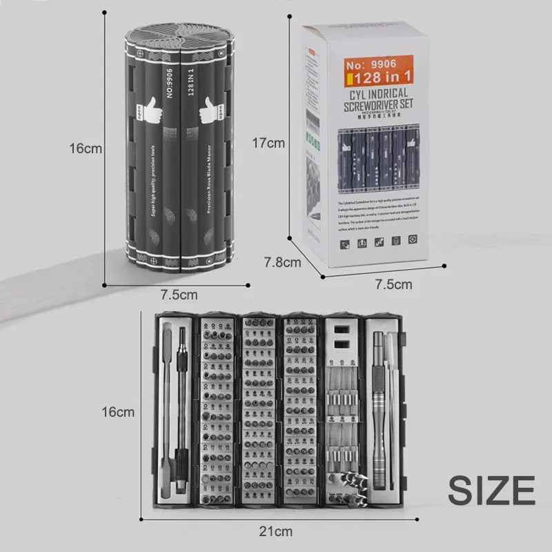 SkruvPro 128 - Multifunktionellt 128-i-1 magnetiskt precisionsskruvmejselset